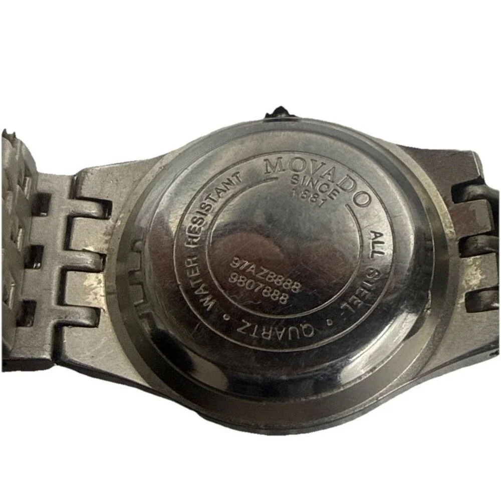 Vintage Movado Museum 97AZ8888Swiss Quartz Watch Black Dial Stainless steel